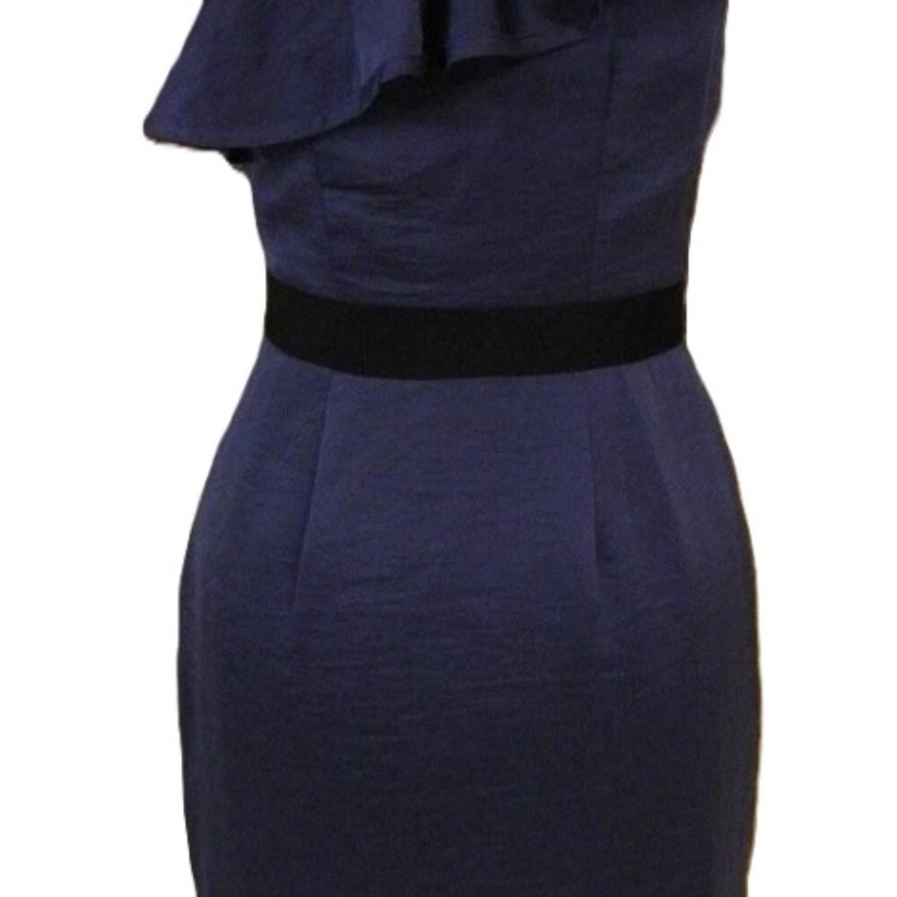 BCBGeneration Blue Smoke Sexy One Shoulder Party Dress w/Ruffle Sz-8 NWT $128.00 - Picture 6 of 9